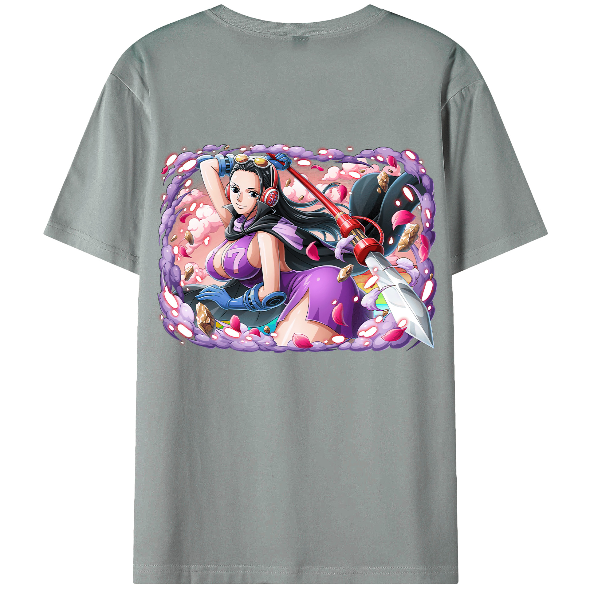 ワンピース ニコ・ロビン ONE PIECE Nico Robin 綿100％ メンズ半袖Tシャツ（バックプリント） 通気性
